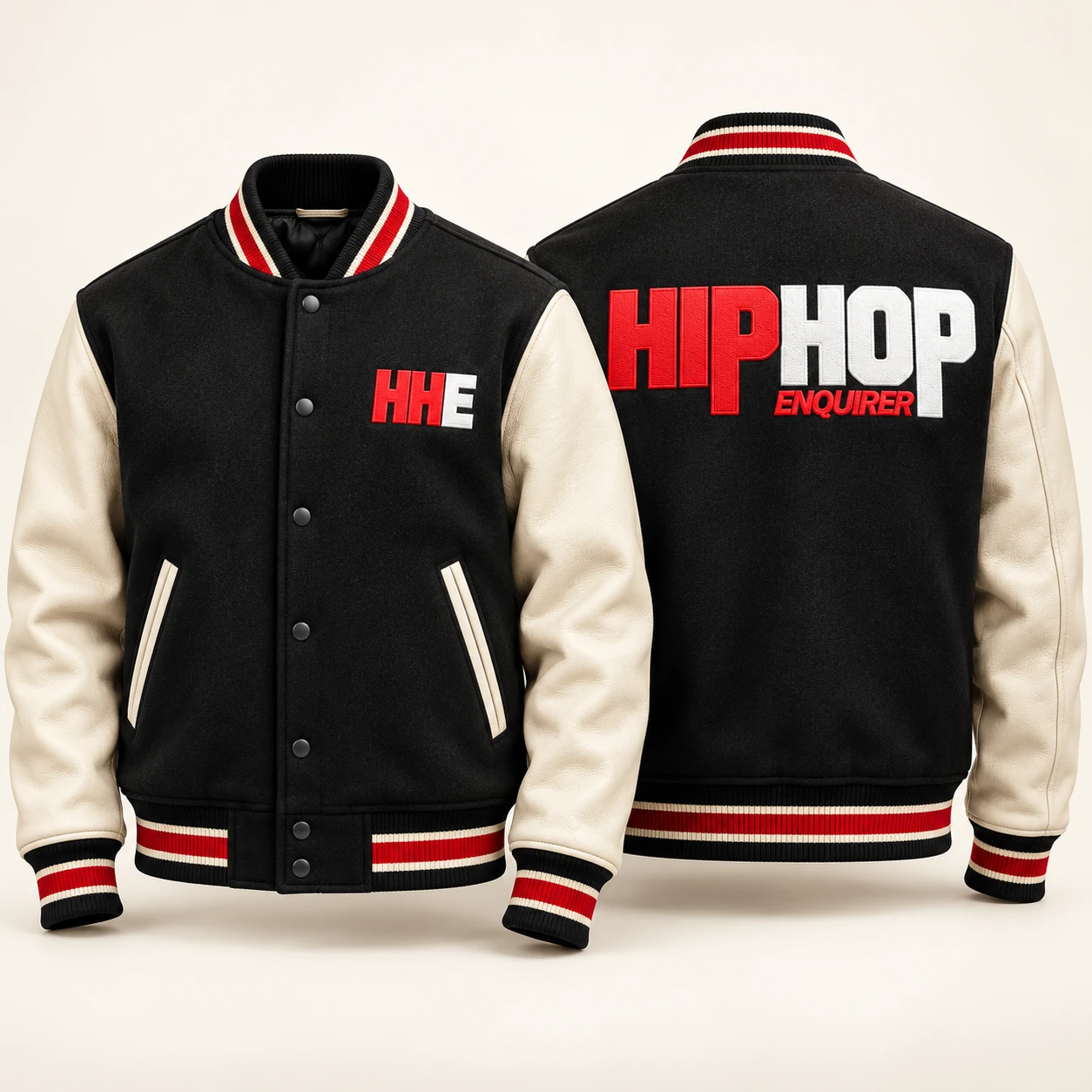 HHE Press Club Varsity Jacket Black / Cream product image