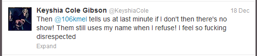 Keyshia Cole tweets two